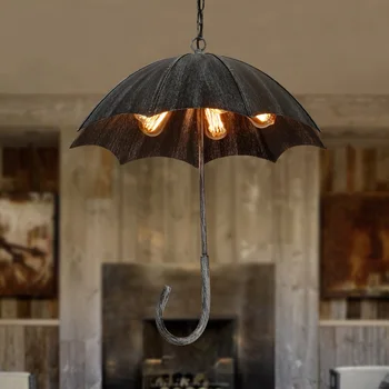 

Retro industry Iron black Art Umbrella Retro Pendant Lights Classical Old Cafe Restaurant Bar 5 heads Pendant lamps ZA