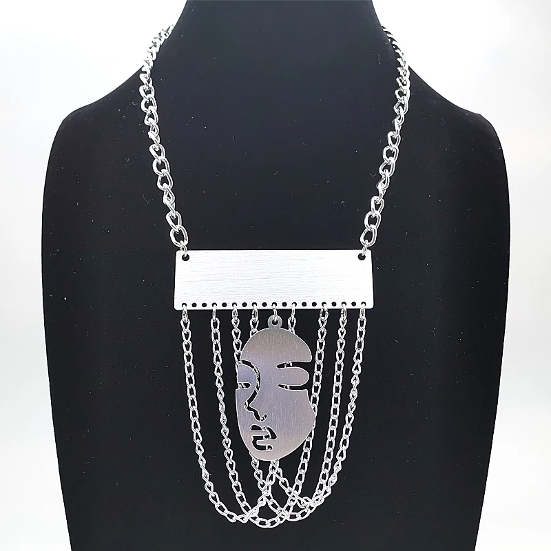

YD&YDBZ Designer Aluminum Sheet And Chians Necklaces Women's Face Pendant Strange Thing Punk Nightclub Party Luxury Jewelry Sexy
