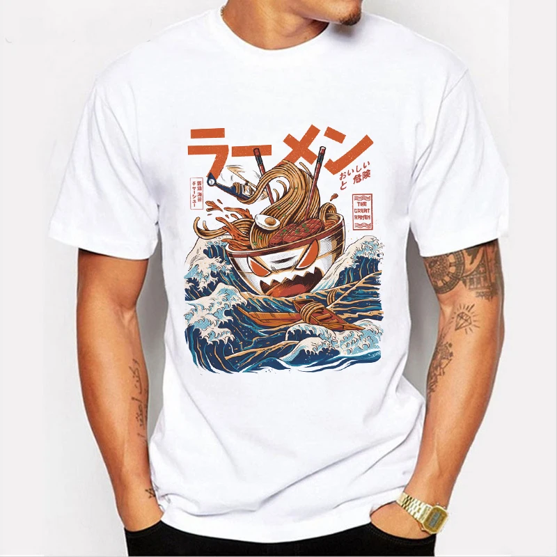 2018 gran Ramen off Kanagawa Camiseta estilo japonés alimentos Camiseta hombres verano manga corta Tops Streetwear Camiseta L18-49