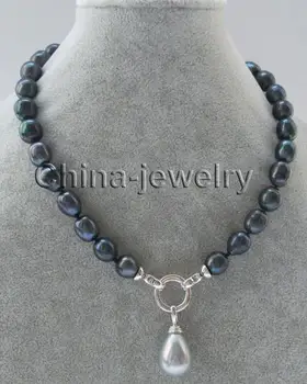 

AAA 8-9mm natural south sea white black gray round pearl necklace 925s