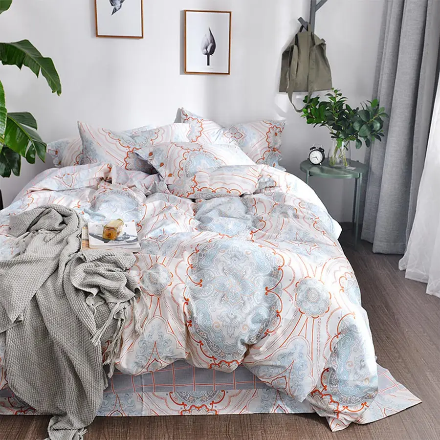 

American vintage single double bedding set adult,twin full queen king cotton home textile flat sheet pillow case duvet cover