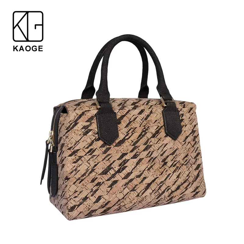 

KAOGE Vegan Women Handmade Bag Eco-friendly Natural cork Handbags Women Famous Women crok Handbags Luxury Ladies Hand Bags