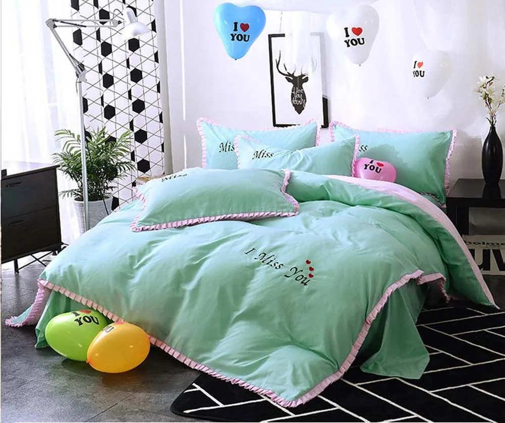 

Home Textiles twin full queen king size 4pcs Bedding Set bedclothes set With elastic band Bed skirt Duvet cover set pillowcase