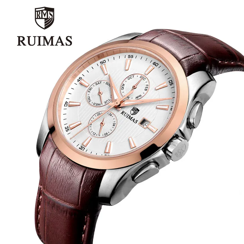 

RUIMAS Brand Men Watches Automatic Mechanical Watch Sport Clock Leather Casual Business Retro Wristwatch Relojes Hombre
