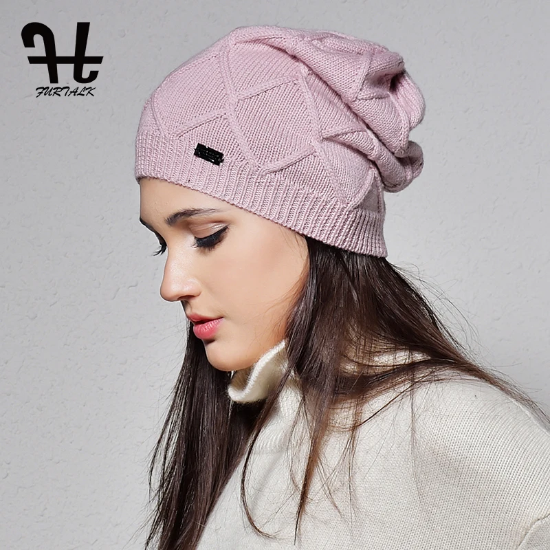 Furtalk кашемировый осень зима Женщины Hat вязать Skullies шапочки шляпы для девочек