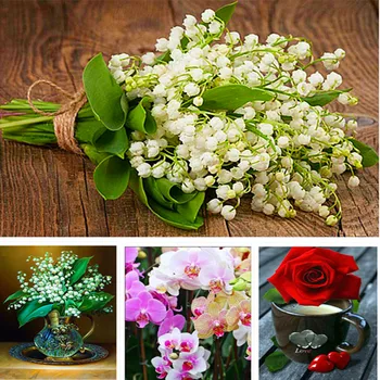 

Full drill square diamond painting cross stitch diamond embroidery Lily of the valley pattern picture of home decor gift wedding