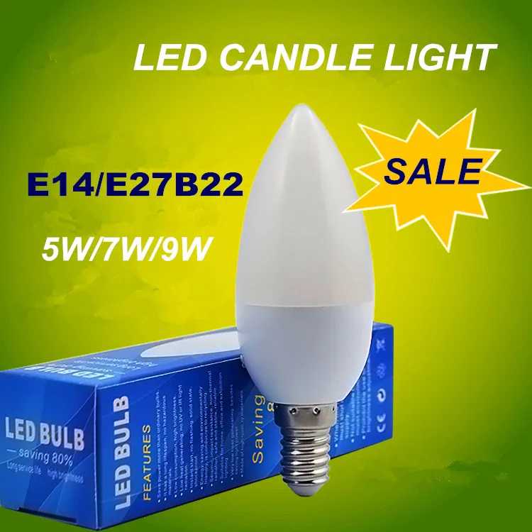 Светодиодные лампочки E14 E27 2835 SMD 3 Вт/5 Вт Светодиодная свеча светильник лампа