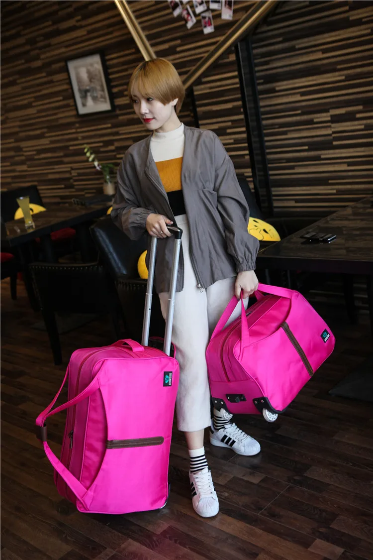 Brand Cabin Luggage Bag Rolling Suitcase Trolley Travel Bag On Wheels For Women Men Travel Duffle Oxford Wheeled Travel Bag