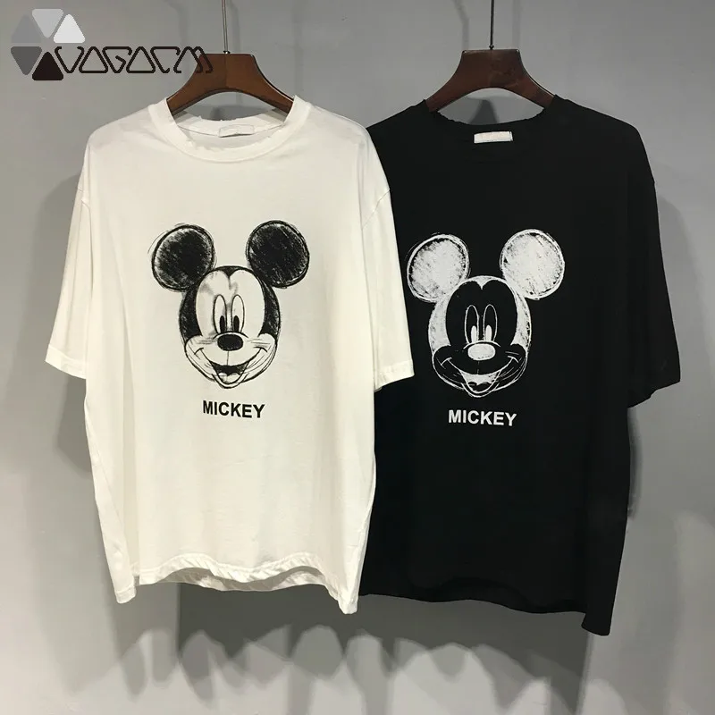 

Women New Cotton Summer T Shirt Harajuku Plus Size Tshirt Cartoon Mickey Mouse Graphic Printed Tops Loose Short Sleeve Tee Shirt