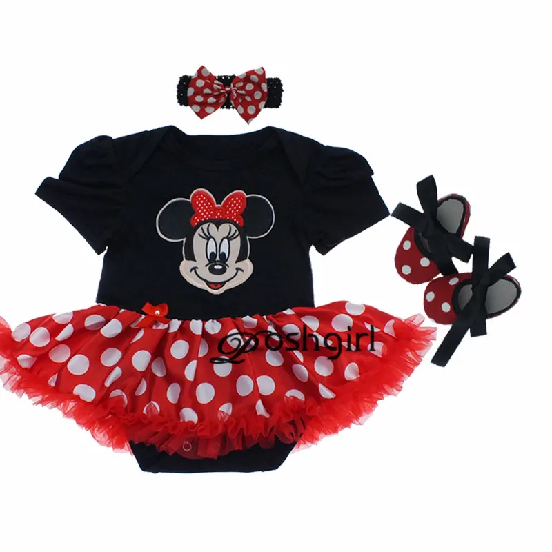 

Newborn Cotton Baby Romper Casual Long Sleeve Baby Clothing Headbands Dress Shoes 3 pieces a set Mickey Minnie Rose Jumpers suit