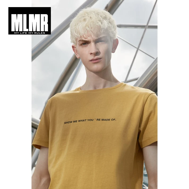 MLMR Мужская футболка из хлопка, футболка с буквенным принтом, JackJones, бренд, мужская одежда 219101534 - Цвет: BAMBOO YELLOW