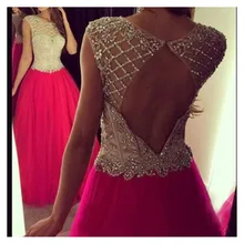 Schnelles Verschiffen 2016 Elegante Hohlkreuz Rose Red Abendkleid Mit Perlen Kristall Lange Abendkleid Benutzerdefinierte Homecoming Kleider
