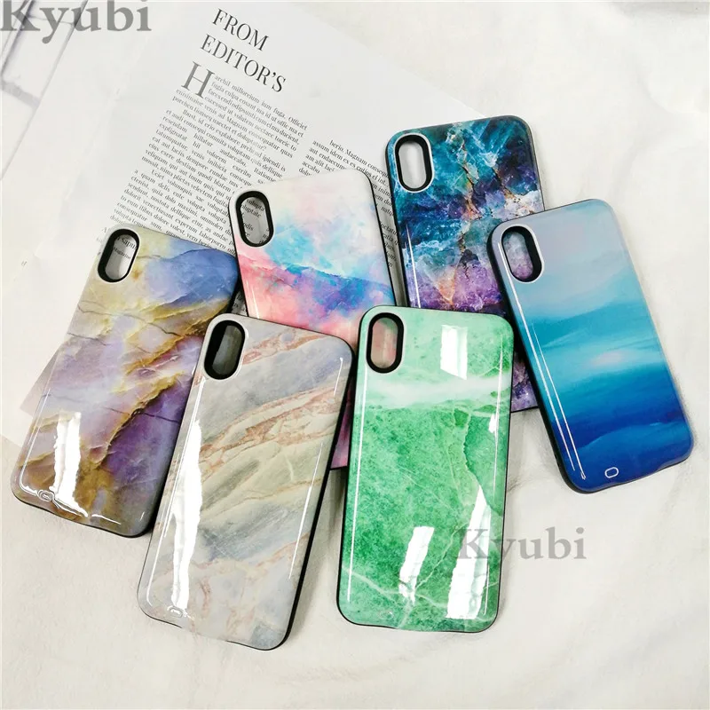 

3000mah marble tempered charger case for iphone 6 6s 7 8 external portable wireless battery charging cover for iphone 6 6s 7 8
