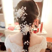 Жемчужный цветок шпильки для волос свадебные подружки невесты кристалл белый головной убор плетение аксессуары для волос модные женские Инструменты для укладки волос