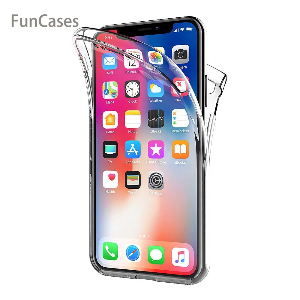 Для Apple iPhone X чехол 360 градусов полный Чехол Мягкий Роскошный прозрачный