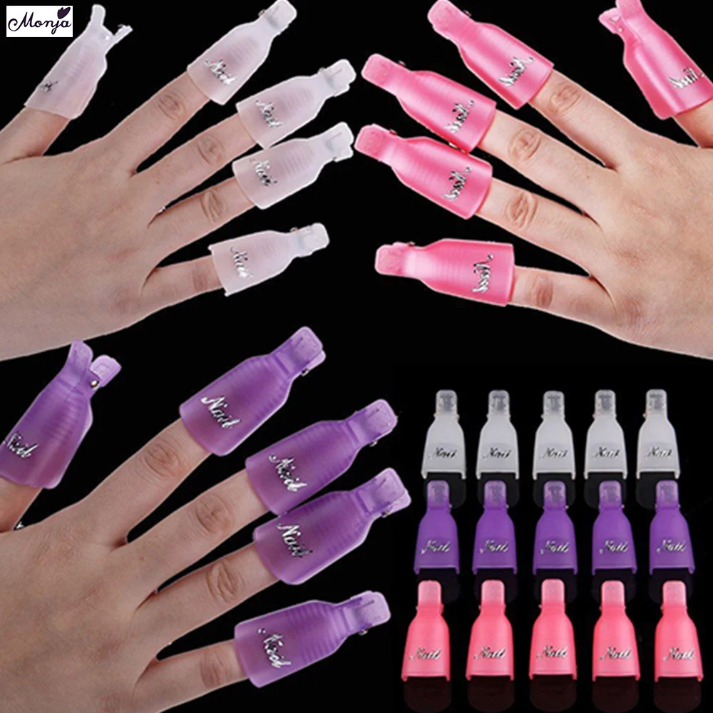 10pcs Wearable Acrylic Nail Clip Nail Polish Removers Plastic Nail Art