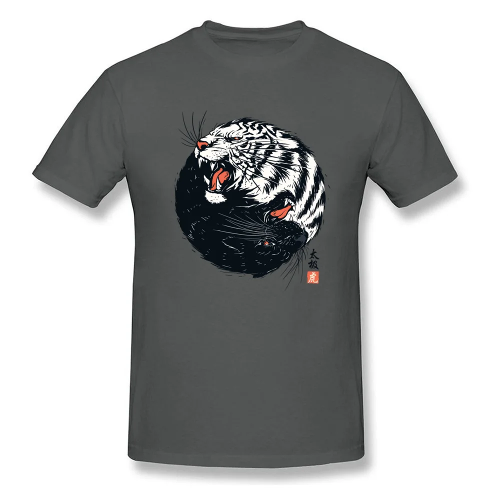 Taichi Tiger Print Summer Fall Cotton Fabric Crew Neck Men's Tops & Tees Cool Tee Shirts Oversized Short Sleeve T Shirts Taichi Tiger carbon