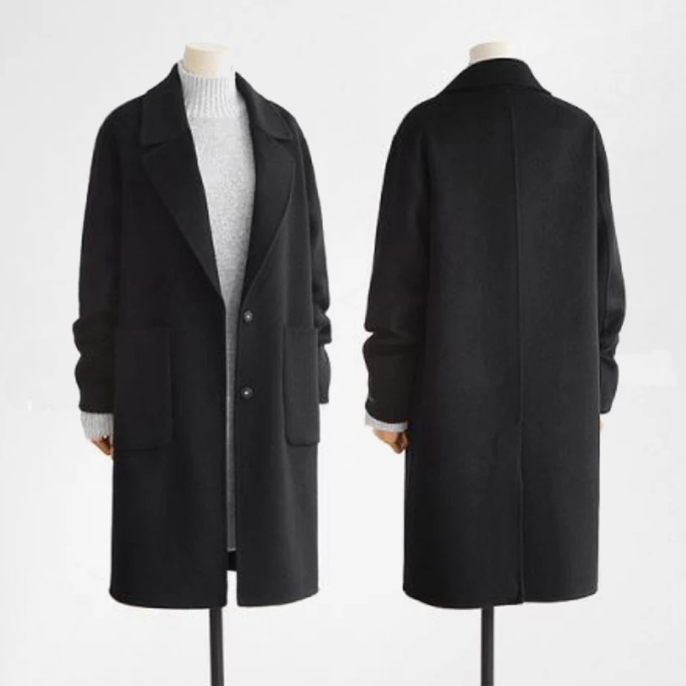 Wool Blend Long Sleeve Lapel Buttons Coat Women Thick Warm Vintage Black Camel Jacket Cocoon Style Trench Coats Plus Size 5XL