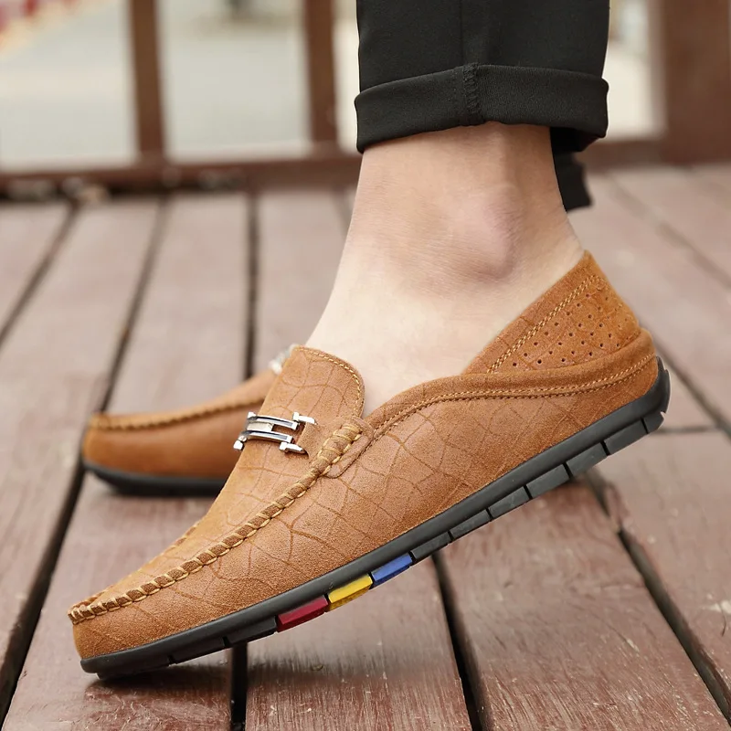 

Moccasins Men Genuine Leather Loafers Breathable Brand Casual Shoes Spring Slip On Flats Comfortable Soft Bottom Driving Shoes