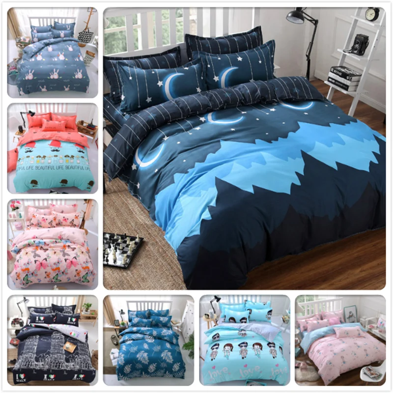 

Blue Moon Star Cartoon Bedding Set 3pcs 4pcs Bed Sheet Full King Queen Twin Double Size 1.5m 1.8m 2.0m 2.2m Duvet Cover Bedlinen