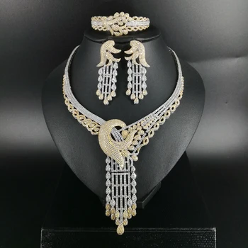 

2020 new fashion Vintage crystal tassels CZ zircon necklace earring bracelet ring wedding bridal banquet dressing jewelry set