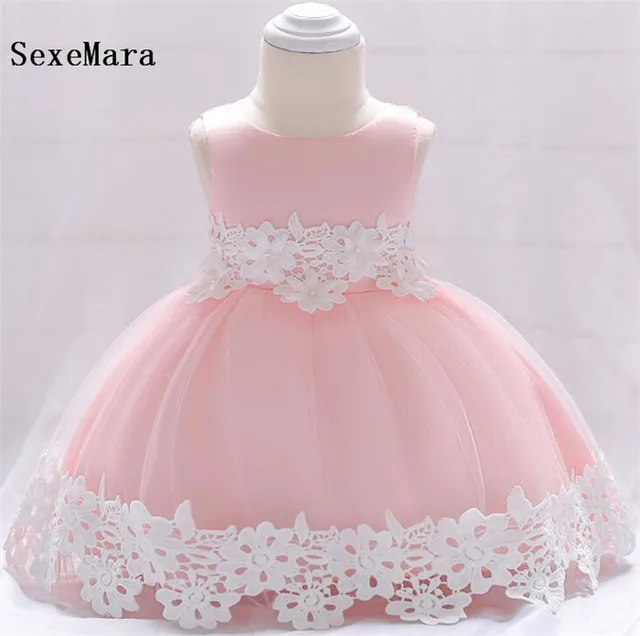 Pink in stock 1 Years Birthday Dress Toddler Girl Christmas Newborn