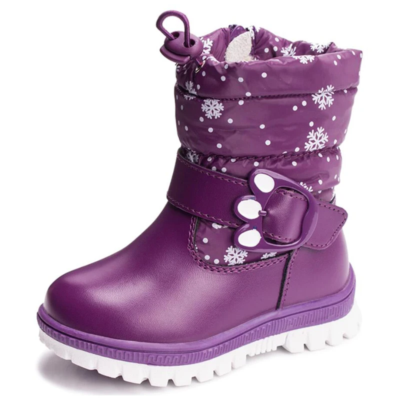 

2018 Winter Child Ankle Plush Boots for girls Kids Flat with Rubber Snow Boots Boys toddler Waterproof Non-slip Shoes Little kid