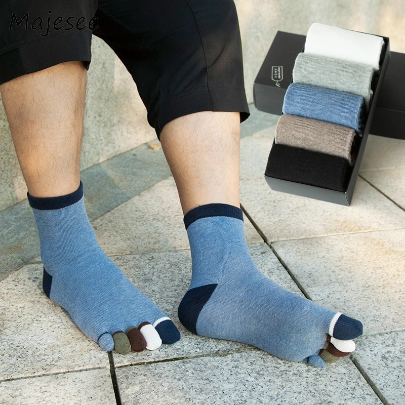 

Men Five Fingers Toe Socks Cotton Patchwork Mens Funny Colorful Sock Autumn Winter Deodorant Male Casual New Healthy Care Style