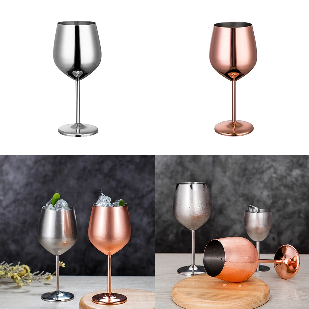 

304 Stainless Steel Red Wine Glass 530ml Copper Silver Rose Gold,Goblets Juice Drink Champagne Goblet Party Barware Kitchen Tool