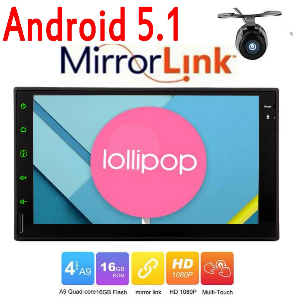 

7018B Capacitive Double 2 Din Android 5.1 Car autoradio Audio Stereo Radio With GPS 3G WiFi Universal GPS Navigation Head Unit
