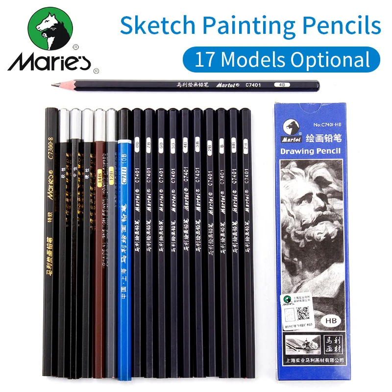 

Maries 12Pcs/box Sketch Drawing Pencils Non-toxic Standard Pencils 2H-10B Different Hardness Pencil Stationery School Supplies
