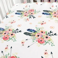 Детские Цветочные простыни для кроватки для девочек, матрасы для кроватей, подходит для стандартной кроватки 28*52*9 дюймов(с перьями и цветами