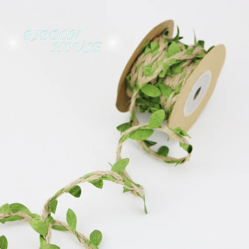 5 м/лот) 5 мм лист пеньковая веревка плетеный с зелеными листьями кружева домашняя декоративная веревка ручной работы лента-гирлянда