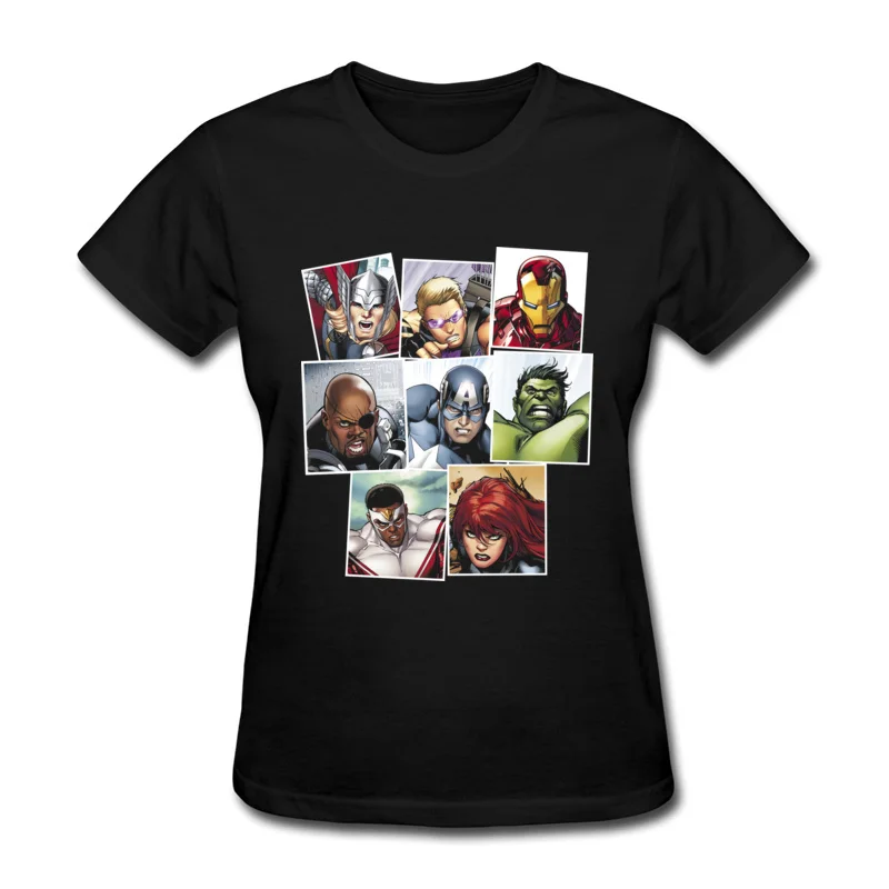 

Avengers Comic Fahsion Basic T Shirts For Women 2018 Popular Summer/Autumn Tops T Shirt Custom Girl T Shirt War 100% Cotton