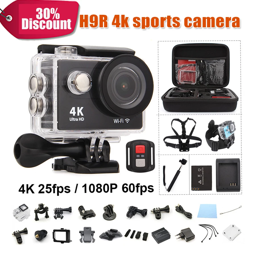 action camera h9/h9r 4k 60fps 1080p full hd go outdoor sport pro hero 4 Camcorder wifi extreme cam onderwater helm camera