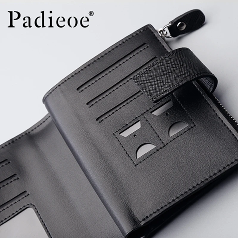 Мужской кожаный кошелек Padieoe на молнии с карманом для монет|wallet with|wallet with coin pocketmen