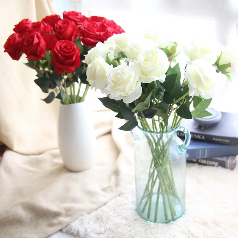 

1pcs Artificial Flower Fake Roses Flannel Flower Bridal Bouquet Wedding Party Roses Silk Flowers Bunches Fake Flowers Bouquet