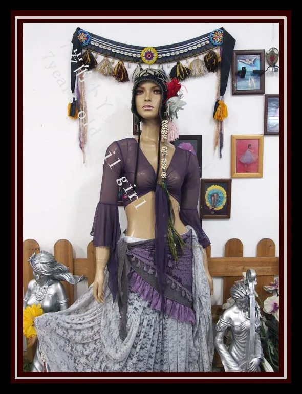 

Belly dance top Transparent thin Belly Dance 7 flare Blouse Top CE37