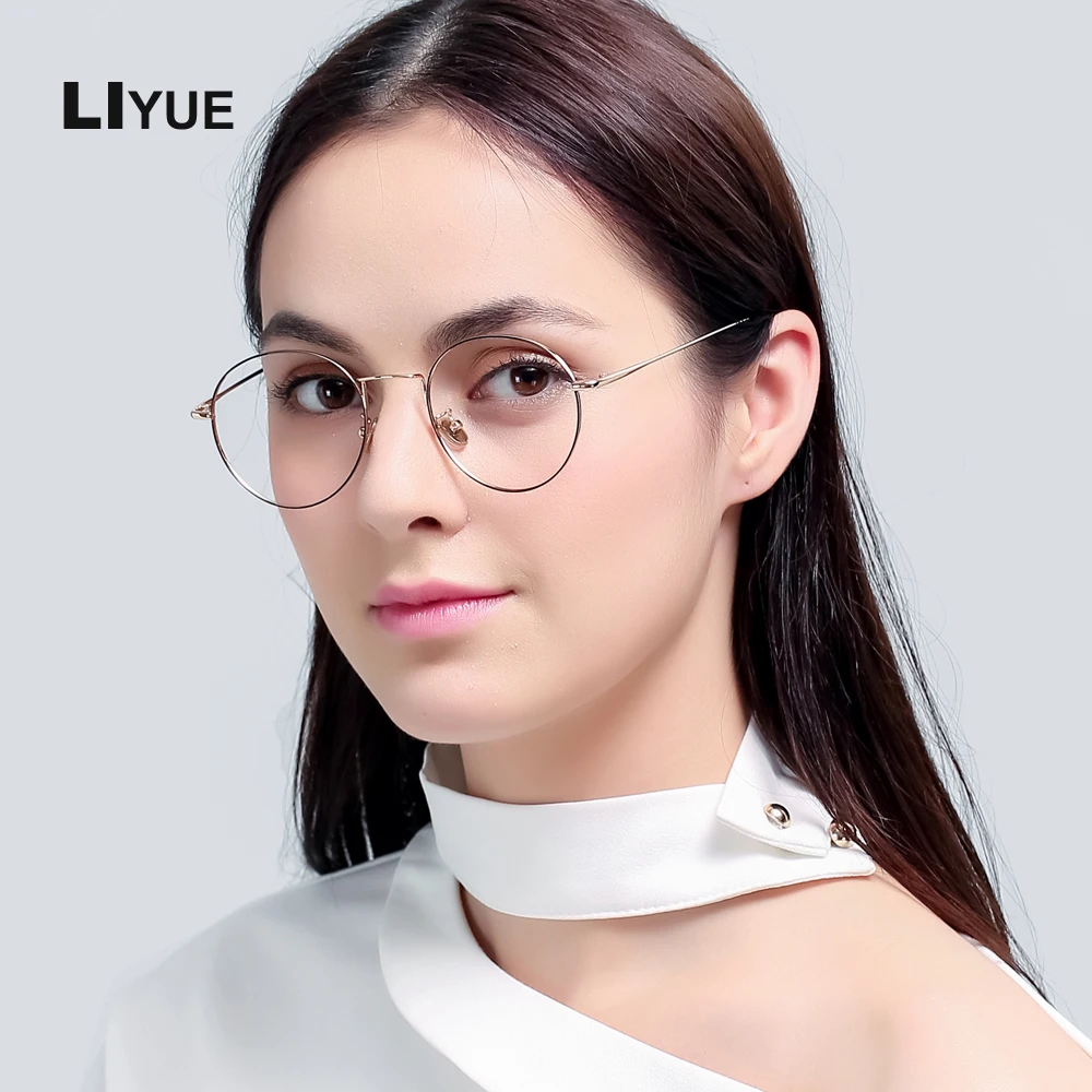 

Women Men Eyeglasses Retro Round metal computer glasses Frame Clear Lens Glasses transparent prescription myopia Spectacles