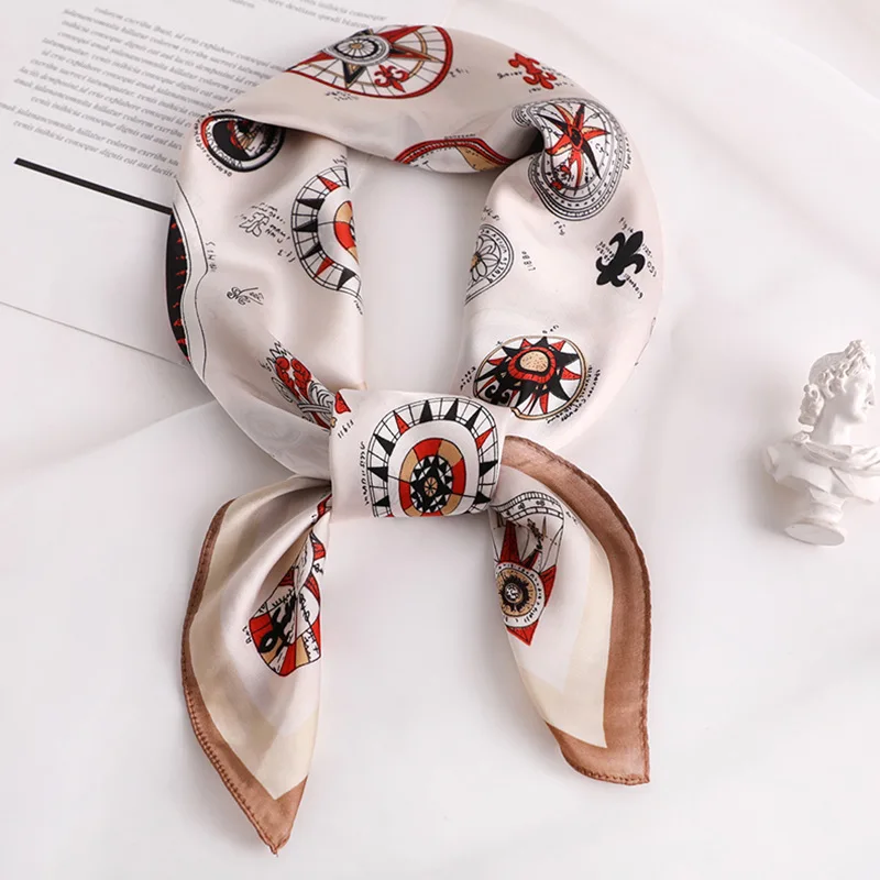 New Square Scarf Women Fashion Silk Scarves and Wrap Ladies Retro Spring Summer Print Office Hair Neck foulard