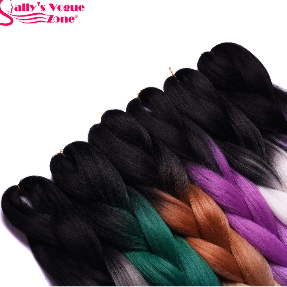 Jumbo косы ombre плетение волос 2 3 тон чёрный; коричневый розовый цвет sallyhair 24 дюйма высокой Температура Волокно Синтетические волосы расширение