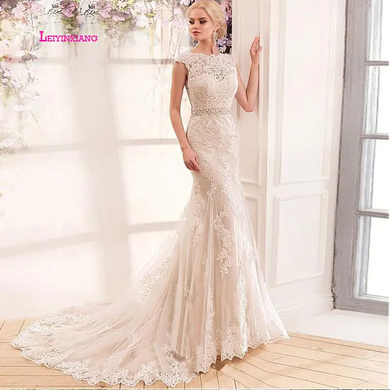 

LEIYINXIANG New Arrival Elegant Bride Dress 2019Wedding Dress Vestido De Noiva Sereia Robe Mermaid Appliques Backless Sweetheart