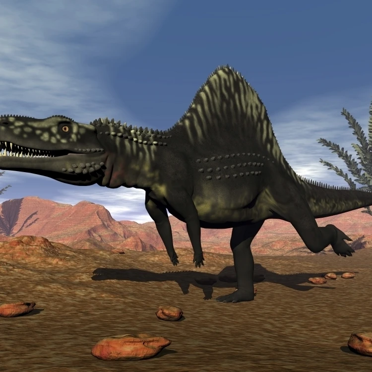 Arizonasaurus dinosaur in the desert with pachypteris trees Poster Print (16 x 12)