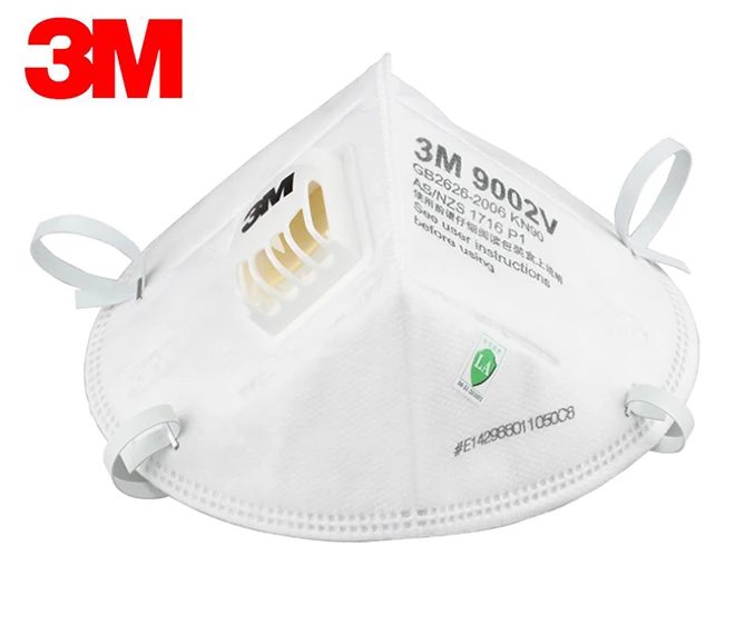3M 9001 V/9002 V KN90 Складная Пылезащитная маска с клапаном(промышленные загрязнения/велосипедная защита/PM2.5) упаковка 0f 25