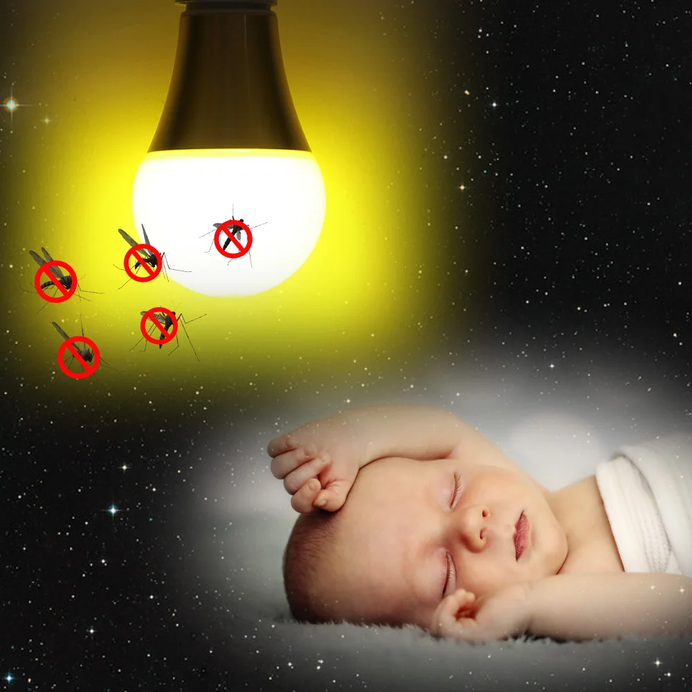 Energy Saving LED Bug Light Mosquitoes Insect Repellent Lamp Yellow