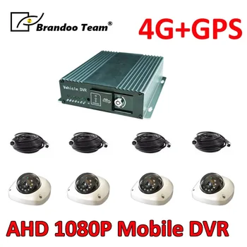 

Bus vehicle SD DVR remote video surveillance 4G+GPS 4 channel car DVR system,free shipping