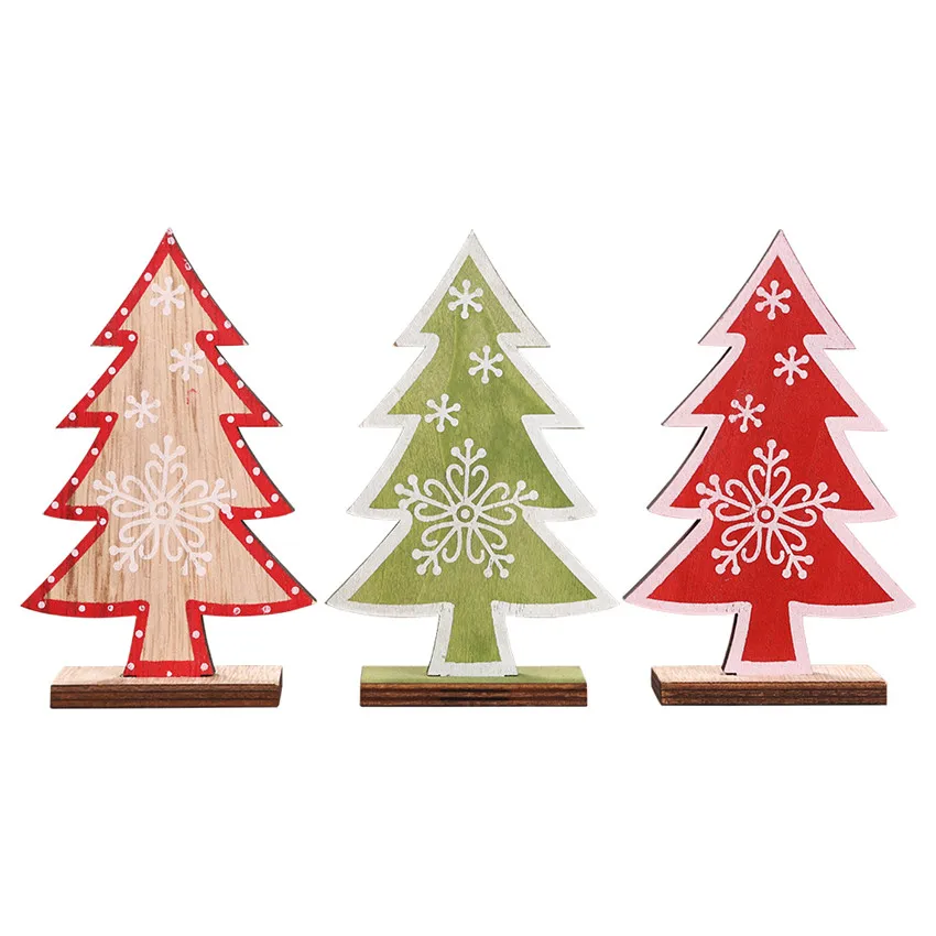 

New Year Wooden Mini Christmas Tree Desktop Ornaments Merry Christmas Party Decor noel natale natal kerst navidad home decor