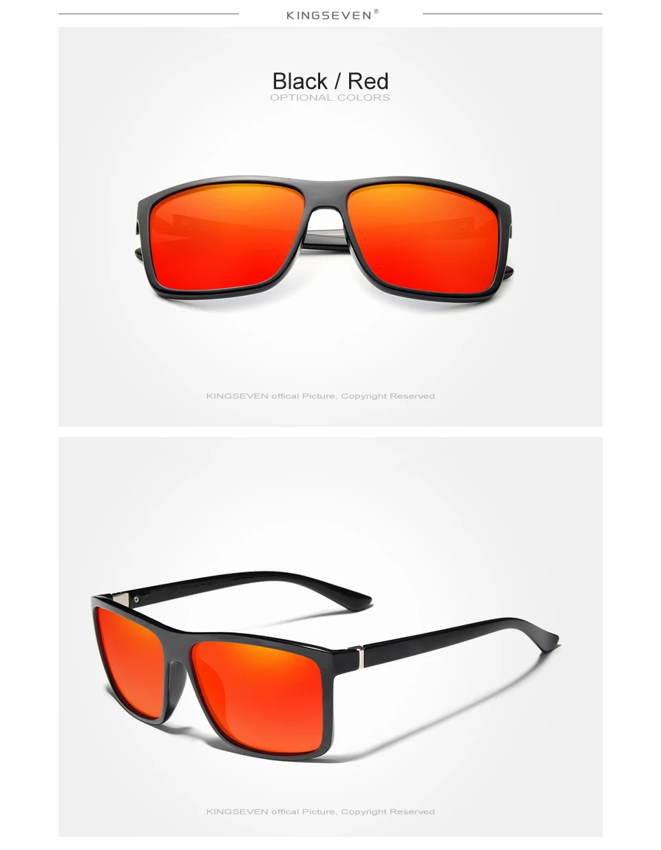 KINGSEVEN, мужские очки TR90, поляризационные линзы, солнцезащитные очки, зеркальные квадратные очки, очки, аксессуары для мужчин и женщин, солнцезащитные очки Gafas