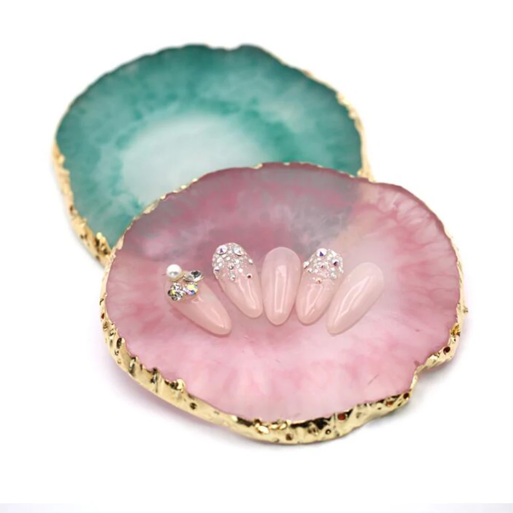 

3 Color Resin Nail Art Painting Gel Palette Fashion Golden Edge Polish Agate Mix Stir Gem Plate Manicure Accessory New Tool A149