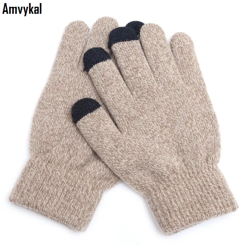 Amvykal Сгущает трикотажные перчатки варежки Tablet PC смартфон Экран сенсорные перчатки Для мужчин Для женщин для вождения зимние теплые сенсорные перчатки